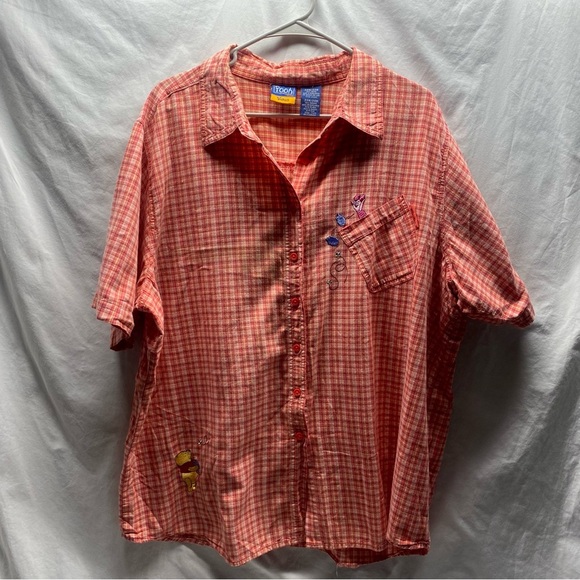 Vtg 90’s Disney POOH PIGLET Plaid Button Up Embroidered Shirt sz XXL - Picture 9 of 11